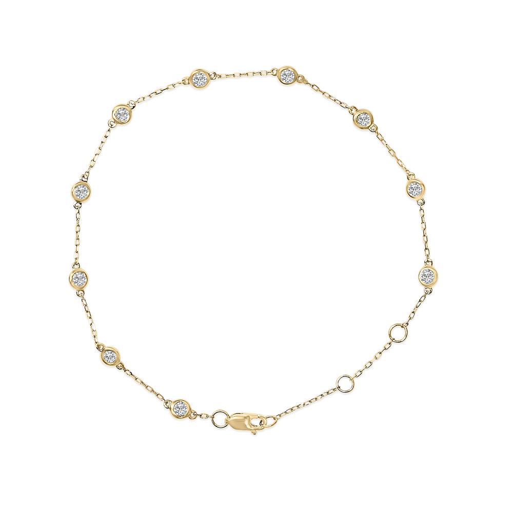 14K Yellow Gold 1/2 Cttw Bezel Set Lab Grown